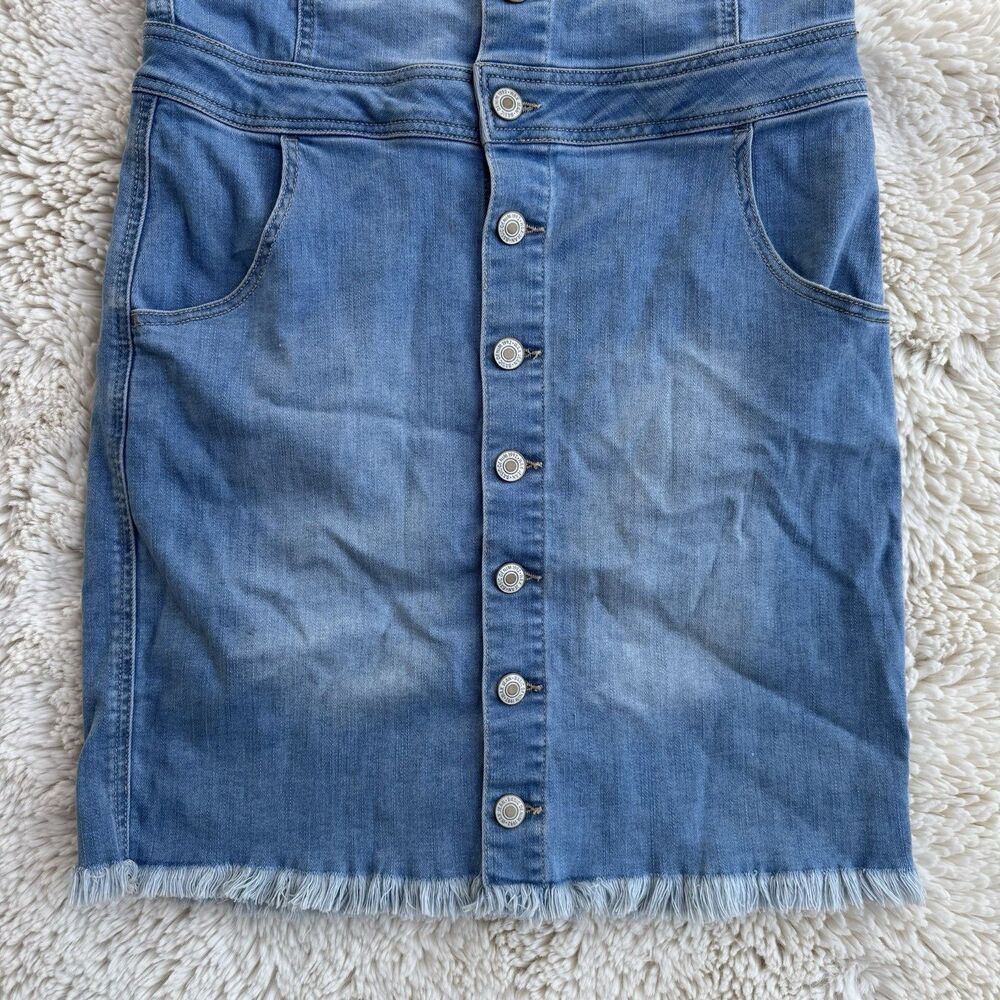 Wax Jeans Denim Overall Dress Button Front Knee Length Size Medium - Picture 4 of 10